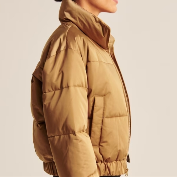 NWT Abercrombie & Fitch ultra mini utility puffer jacket brown - Picture 6 of 8